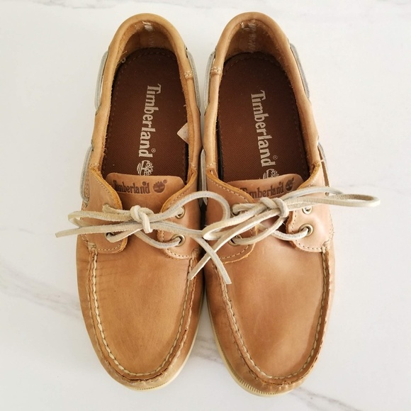 TIMBERLAND Men's Classic Brig 2-Eye Tan Leather Boat Shoes Style 68547 Moc Toe - Picture 8 of 12